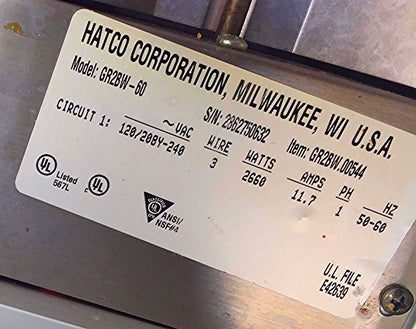 HATCO GR2BW-60 BUFFET WARMER GLO-RAY® RESTAURANT INFRARED STRIP HEATER FREE SHIP