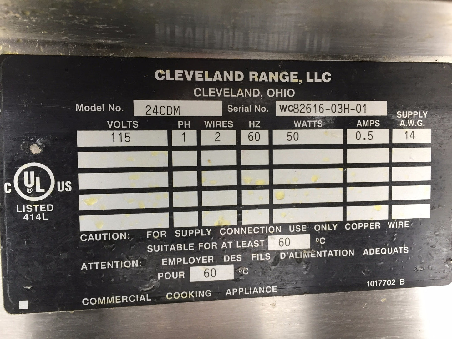 CLEVELAND 24CDM RESTAURANT KITCHEN STEAMER DIRECT STEAM 115Volt 1PHASE FREE SHIP