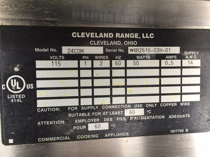 CLEVELAND 24CDM RESTAURANT KITCHEN STEAMER DIRECT STEAM 115Volt 1PHASE FREE SHIP