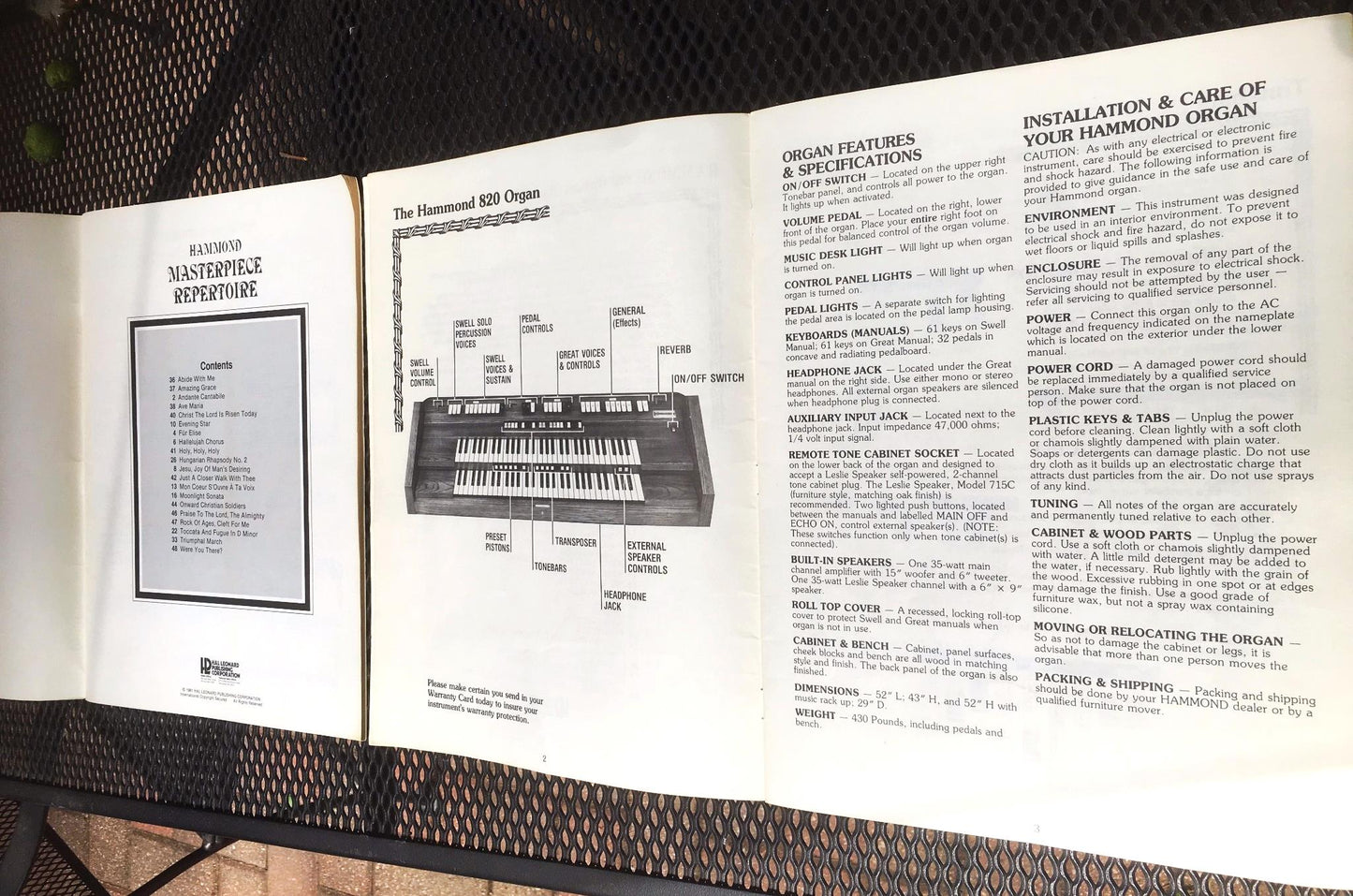 HAMMOND 820 ORGAN with ORIGINAL BENCH & MANUAL WATCH VIDEO OF THIS UNIT WORKING