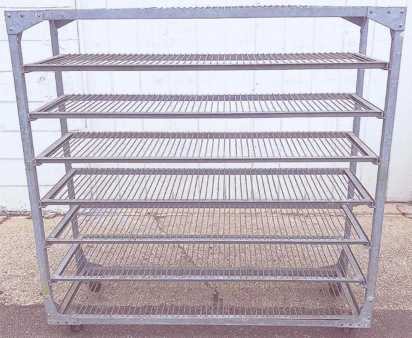 BAKER'S RACK CART 8SHELVES on Wheels RARE INDUSTRIAL VINTAGE GALVANIZED FREESHIP