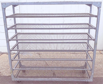 BAKER'S RACK CART 8SHELVES on Wheels RARE INDUSTRIAL VINTAGE GALVANIZED FREESHIP