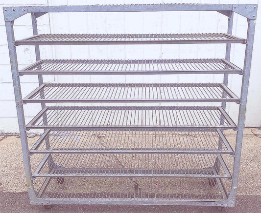 BAKER'S RACK CART 8SHELVES on Wheels RARE INDUSTRIAL VINTAGE GALVANIZED FREESHIP