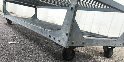 RARE INDUSTRIAL VINTAGE GALVANIZED STEAMPUNK BAKER RACK CART 3 SHELVES on Wheels