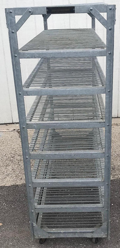 BAKER'S RACK CART 8SHELVES on Wheels RARE INDUSTRIAL VINTAGE GALVANIZED FREESHIP