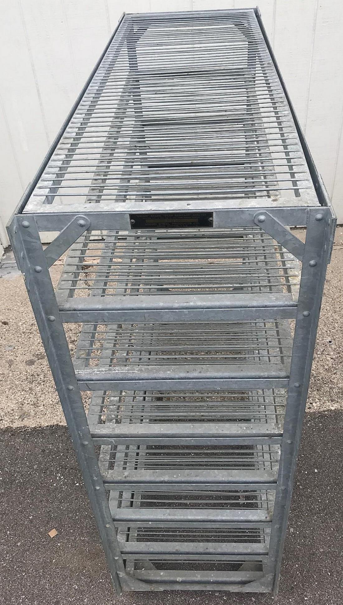 BAKER'S RACK CART 8SHELVES on Wheels RARE INDUSTRIAL VINTAGE GALVANIZED FREESHIP