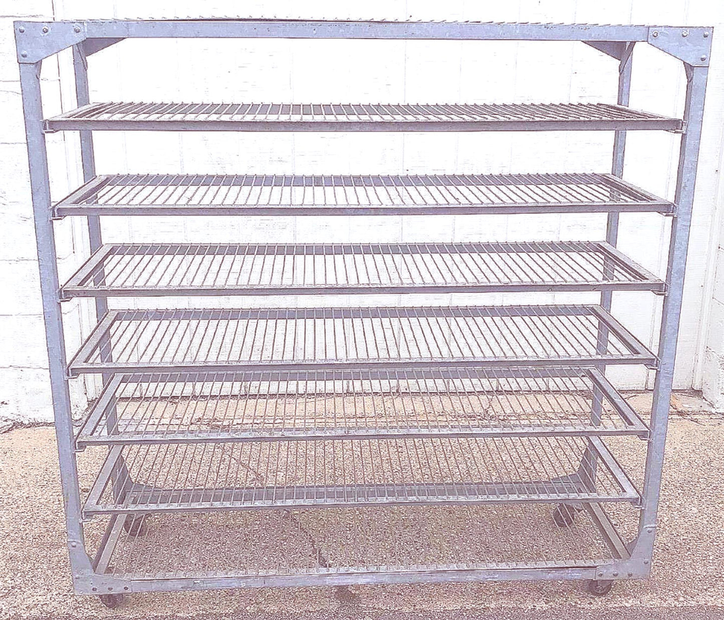 BAKER'S RACK CART 8SHELVES on Wheels RARE INDUSTRIAL VINTAGE GALVANIZED FREESHIP