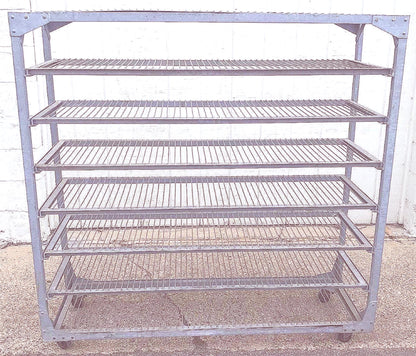BAKER'S RACK CART 8SHELVES on Wheels RARE INDUSTRIAL VINTAGE GALVANIZED FREESHIP