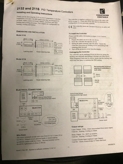 LINDBERG CC58114A-1 BLUE M CONTROLLER 54032-A TEMP2200 TUBE FURNACE WATCH VIDEO