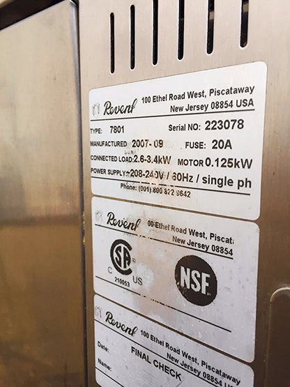 REVENT 7801 COMMERCIAL CONVECTION STEAM OVEN KITCHEN 1 Phase  FREE SHIPPING