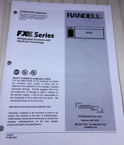 UNIFIED BRANDS RANDELL FX SERIES COUNTER REFRIGERATOR FREEZER w/ MANUAL FREESHIP