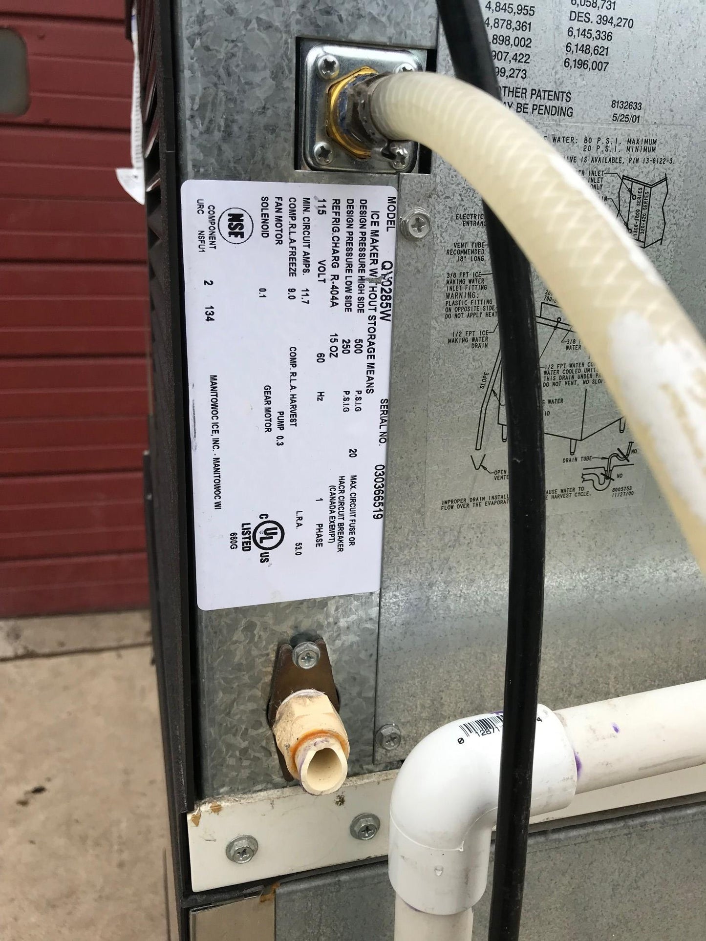 MANITOWOC QY0285W 285lbs/Day HALF DICE WATER COOLED ICE MAKER S400 BIN FREE SHIP