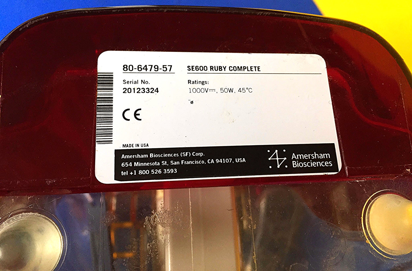 AMERSHAM HOEFER SE 600 RUBY VERTICAL Dual Cooled ELECTROPHORESIS GEL FREE SHIP