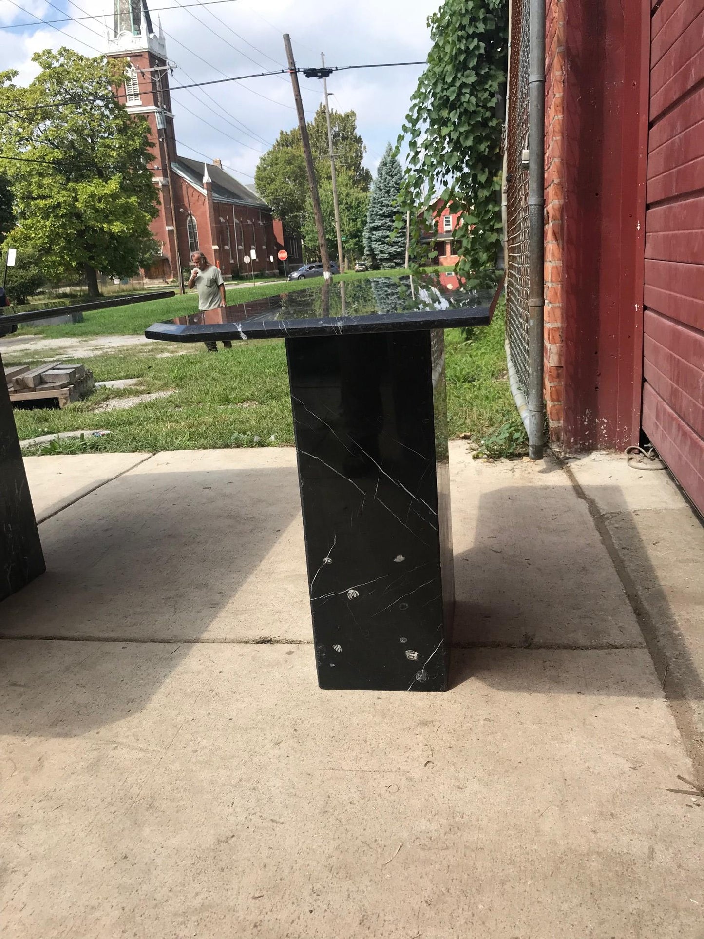BLACK MARBLE TABLE CONSOLE with Base FREE SHIP