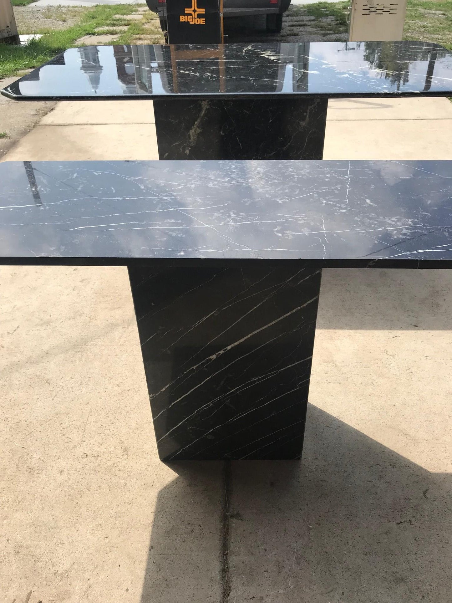 BLACK MARBLE TABLE CONSOLE with Base FREE SHIP