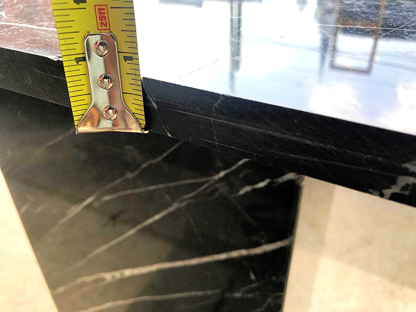 BLACK MARBLE TABLE CONSOLE with Base FREE SHIP