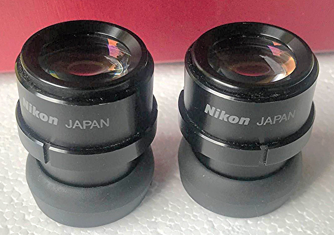 PAIR of NIKON CFIUW 10 x 25 EYEPIECEs for ECLIPSE MICROSCOPE E200 E400 E600