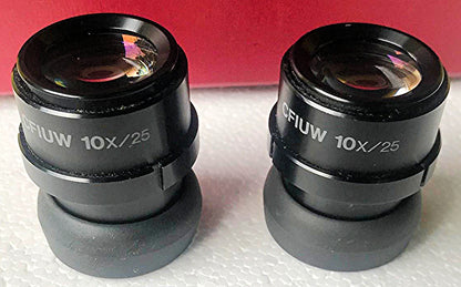 PAIR of NIKON CFIUW 10 x 25 EYEPIECEs for ECLIPSE MICROSCOPE E200 E400 E600