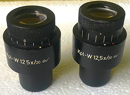 PAIR of ZEISS 45 41 48-9903 Kpl-W 12,5 x/20 EYEPIECEs for MICROSCOPE
