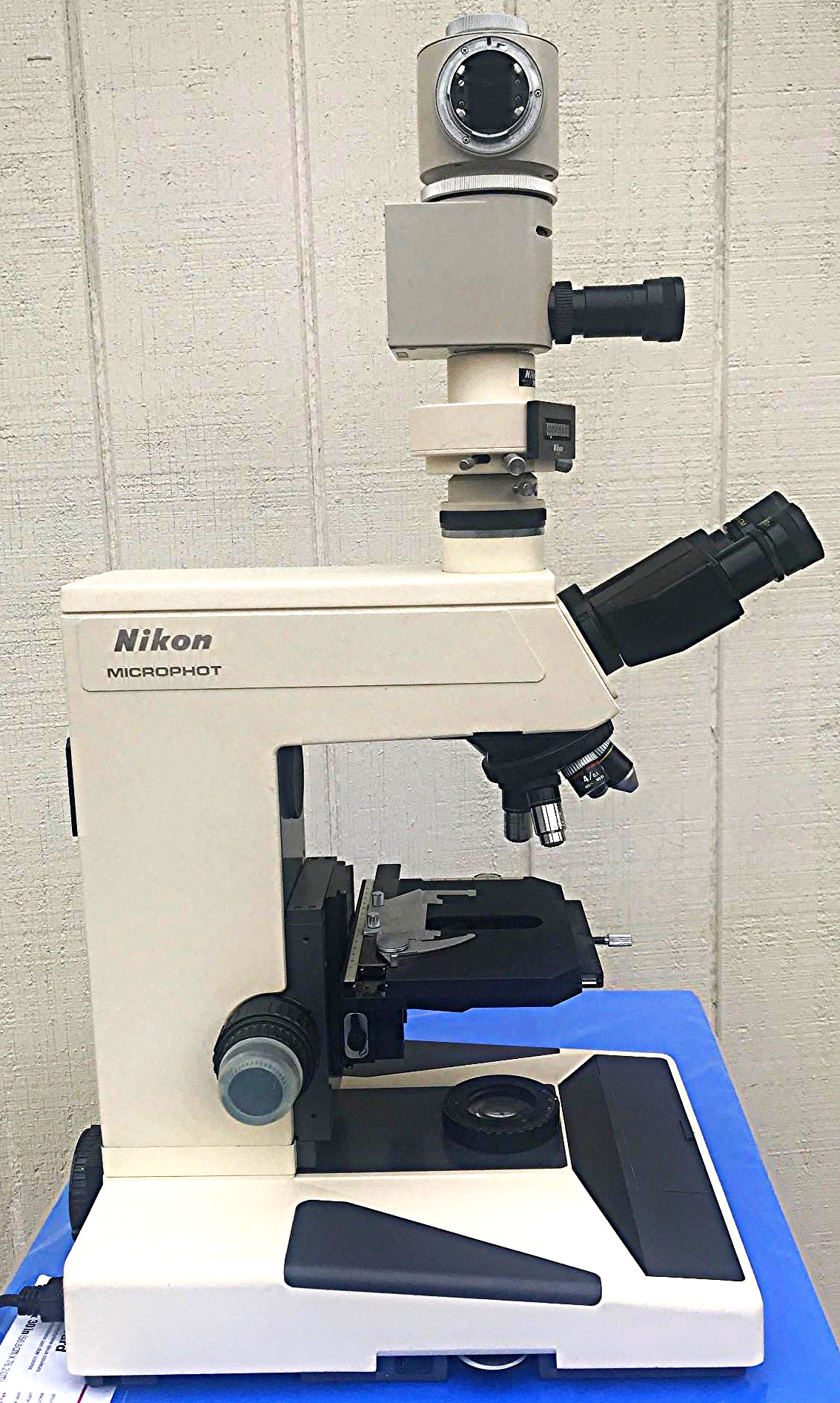 NIKON MICROPHOT TRINOCULAR MICROSCOPE STAGE MOUNT EYEPIECE PFX SHUTTER FREE SHIP