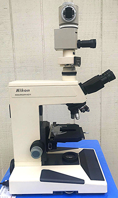 NIKON MICROPHOT TRINOCULAR MICROSCOPE STAGE MOUNT EYEPIECE PFX SHUTTER FREE SHIP