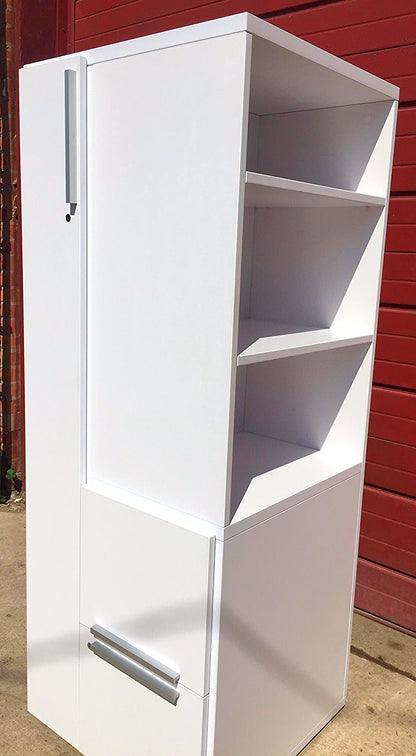 KNOLL OFFICE FURNITURE WHITE LAMINATE STORAGE LOCKER TOWER FILE CABINET FREESHIP