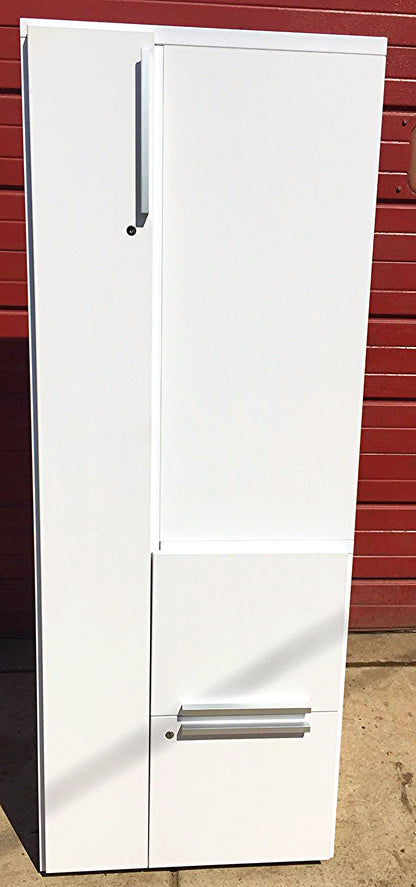 LOT OF KNOLL OFFICE FURNITURE WHITE LAMINATE  DESK LOCKER TOWER FILE CABINET