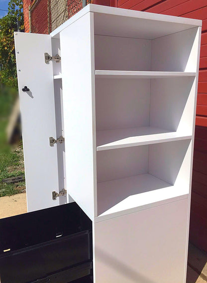 LOT OF KNOLL OFFICE FURNITURE WHITE LAMINATE  DESK LOCKER TOWER FILE CABINET