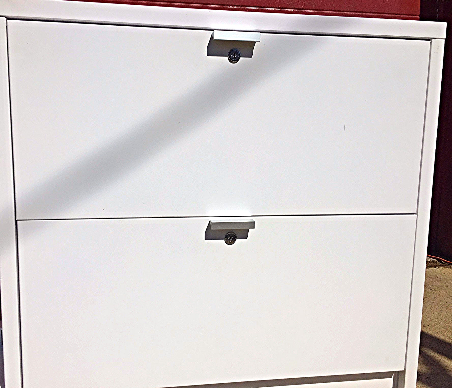 KNOLL OFFICE FURNITURE WHITE LAMINATE STORAGE 2 DRAWER 3 SHELF CABINET FREE SHIP