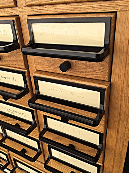 VINTAGE 72 DRAWER LIBRARY CARD CABINET 65 High x 41.5 Wide x 17.5 Deep