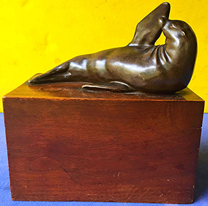 MARY TODD SHAW 1948 HARBOR SEAL BRONZE SCULPTURE ART WORLDFAMOUS ARTIST FREESHIP