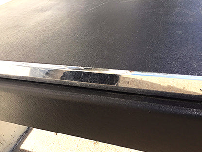 VINTAGE STOW DAVIS BLACK LEATHER & METAL DESK w 2 DRAWERs 65 x 29 x 30 FREE SHIP