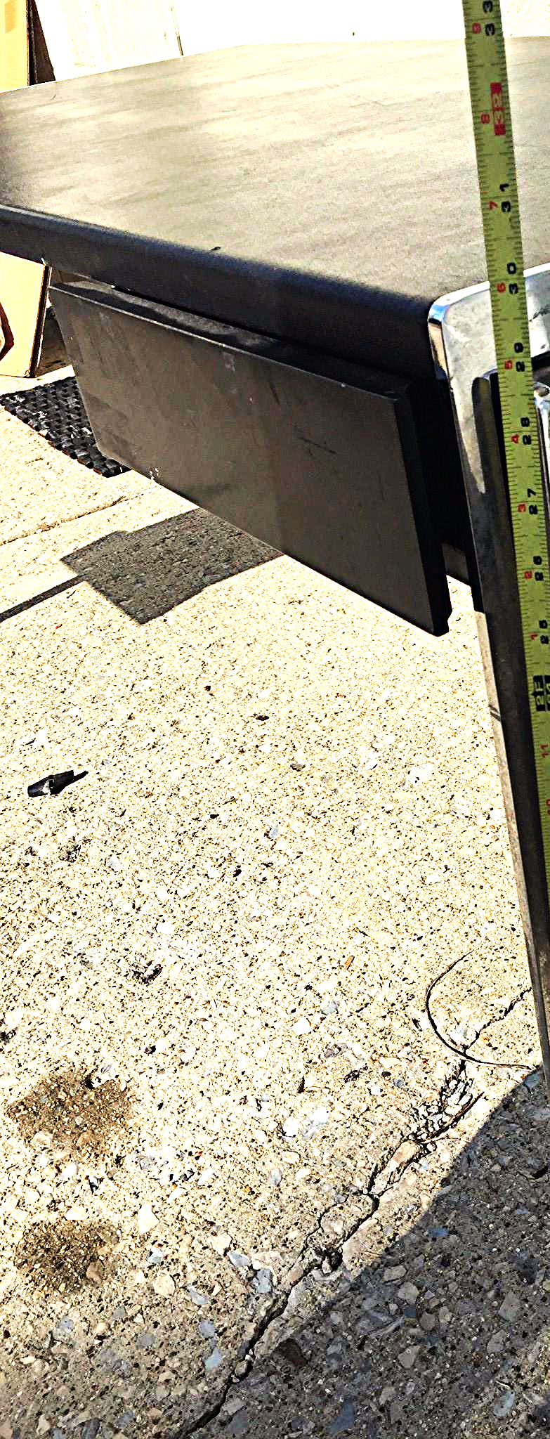 VINTAGE STOW DAVIS BLACK LEATHER & METAL DESK w 2 DRAWERs 65 x 29 x 30 FREE SHIP