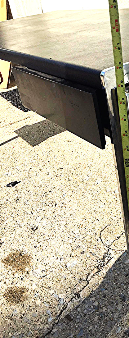 VINTAGE STOW DAVIS BLACK LEATHER & METAL DESK w 2 DRAWERs 65 x 29 x 30 FREE SHIP