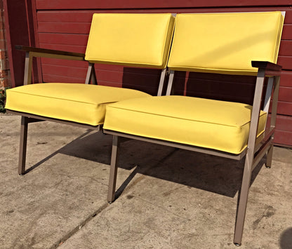 PERFECT RARE VINTAGE Retro 1950's STEELCASE COUCH MID CENTURY WOOD ARM FREE SHIP