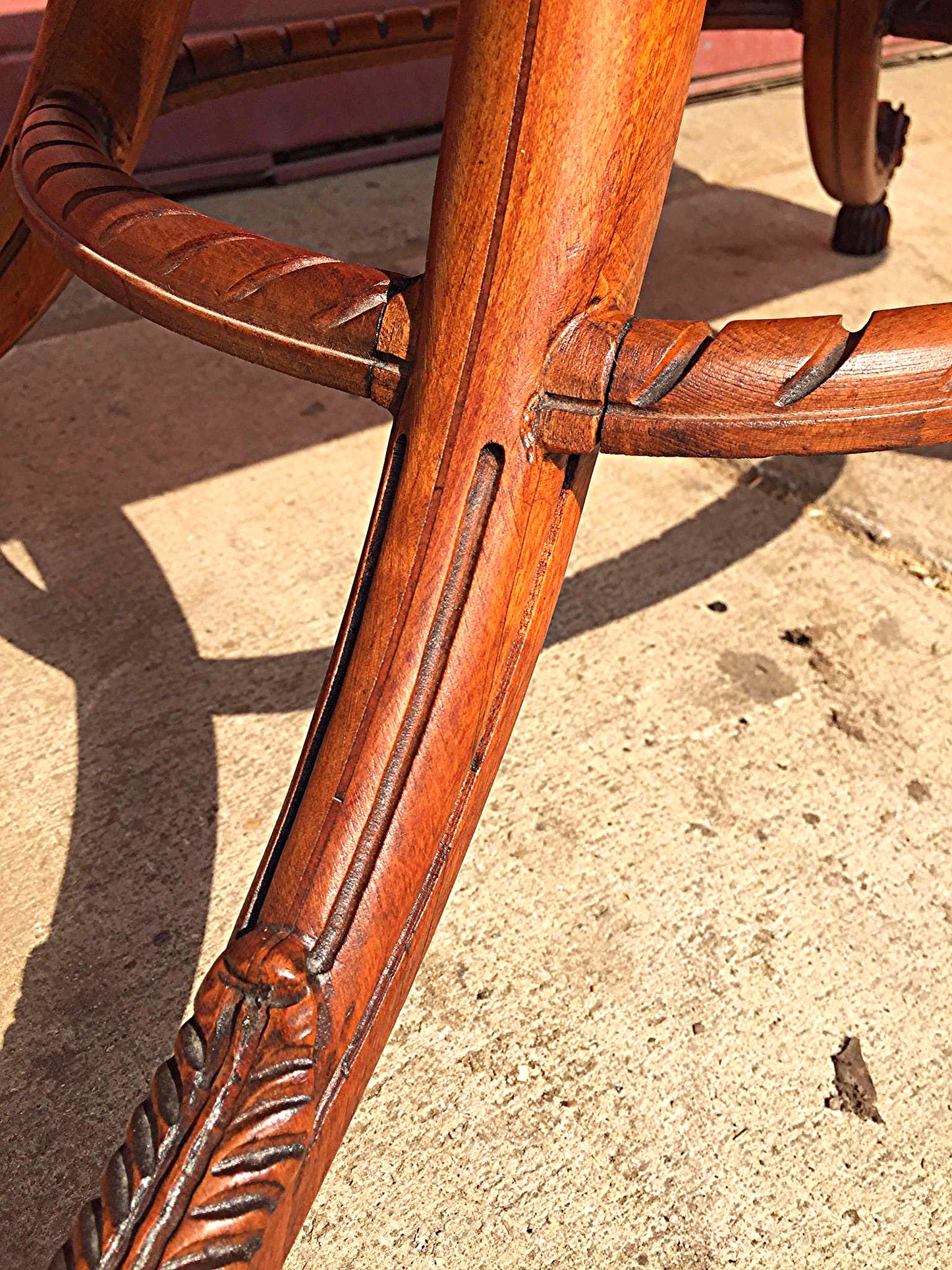 VINTAGE 40s HAND MADE TABLE LEATHER INSERT CARVED OAK CARVING DESIGN  FREESHIP