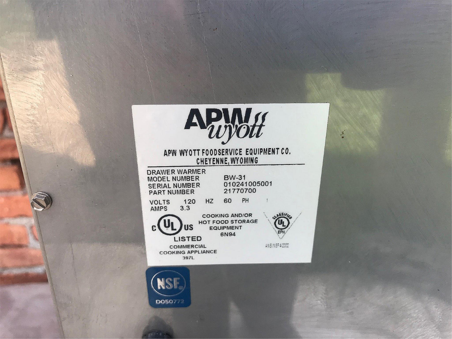 BRAND NEW APW WYOTT BW-31 BUNN WARMER & MANUAL FREE CONTINENTAL USA SHIPPING