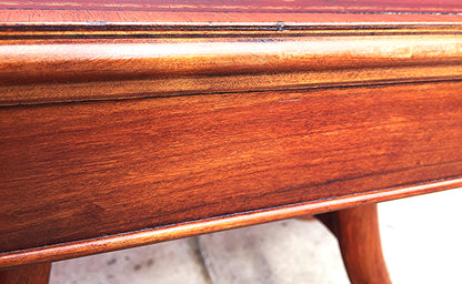 VINTAGE 40s HAND MADE TABLE LEATHER INSERT CARVED OAK CARVING DESIGN  FREESHIP