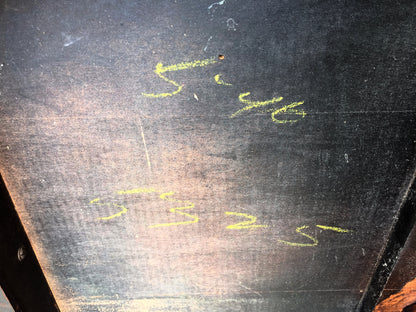 VINTAGE 40s HAND MADE TABLE LEATHER INSERT CARVED OAK CARVING DESIGN  FREESHIP