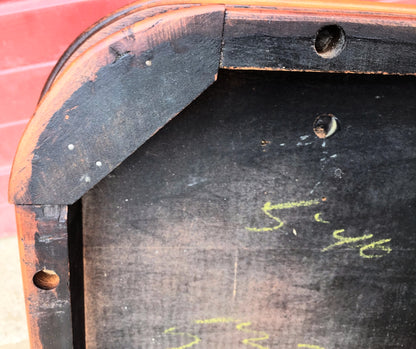 VINTAGE 40s HAND MADE TABLE LEATHER INSERT CARVED OAK CARVING DESIGN  FREESHIP