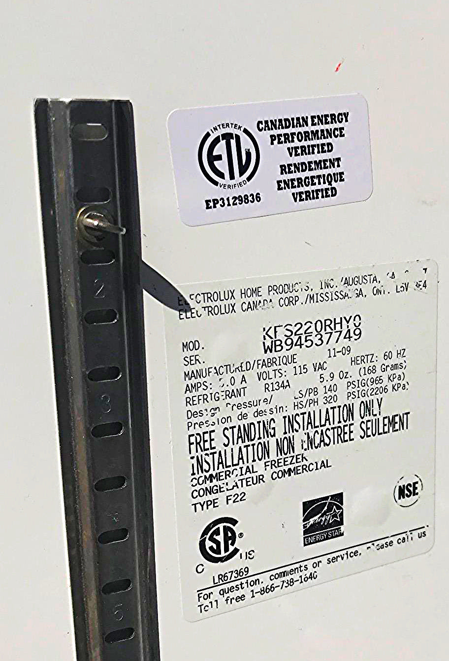 KELVINATOR KFS220RHY0 22'CUBIC FEET COMMERCIAL LAB FREEZER TESTED 100% FREESHIP