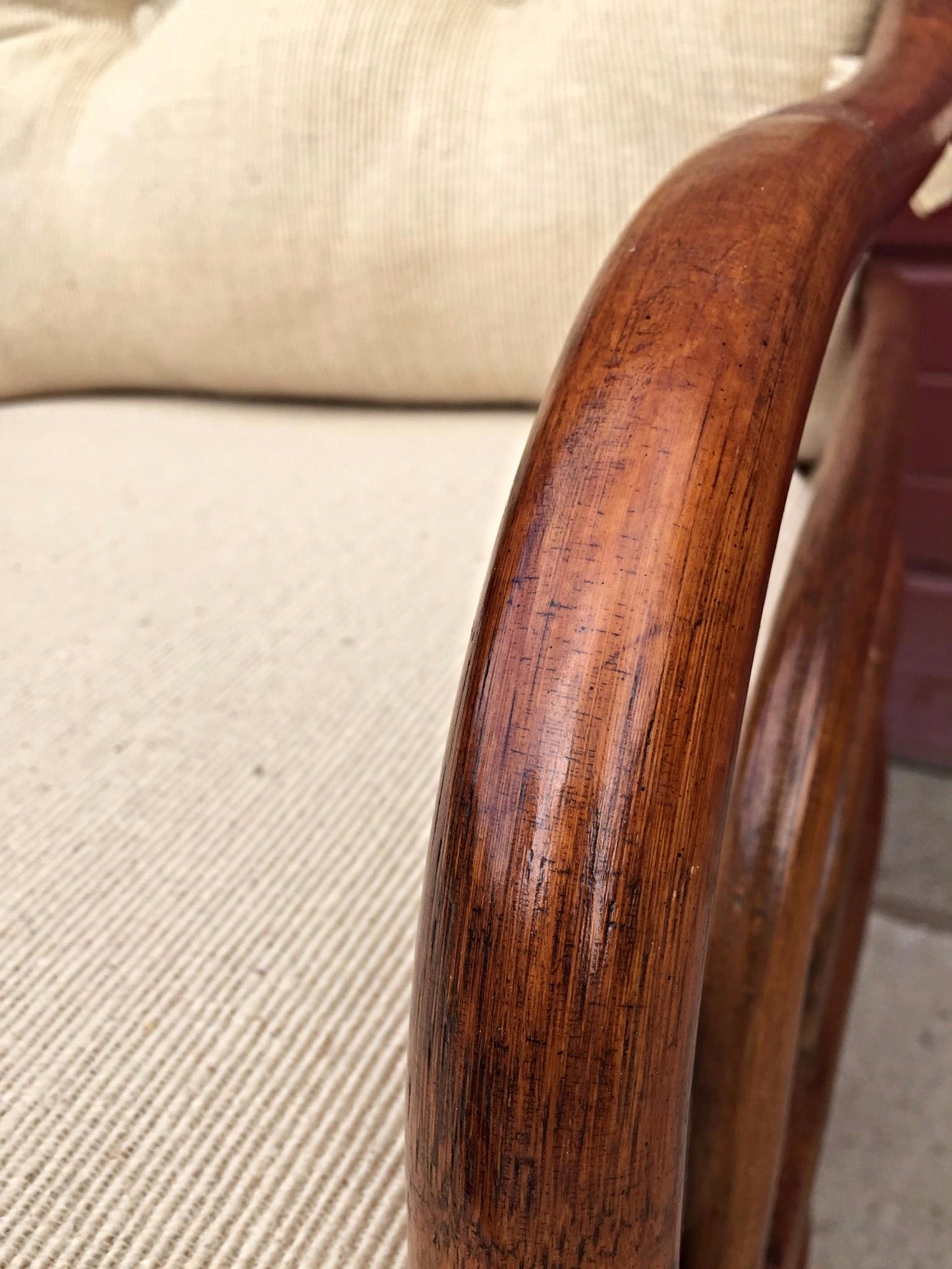 Pair Vintage LANE VENTURE Rattan Swivel Chairs Cushions David Hicks Era FREESHIP