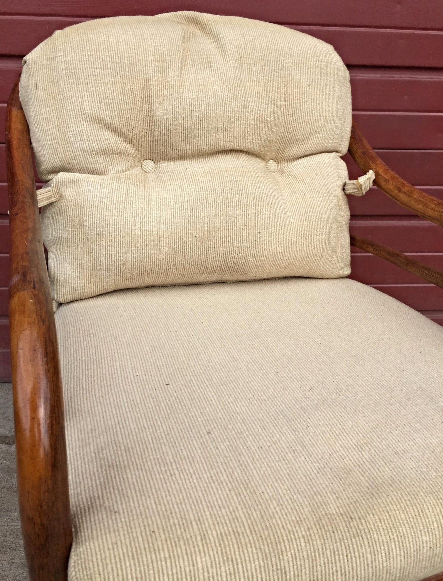 Pair Vintage LANE VENTURE Rattan Swivel Chairs Cushions David Hicks Era FREESHIP