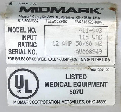 MIDMARK RITTER 411 HI-LO POWER PATIENT EXAM TABLE GYNECOLOGY REMOTE WATCH VIDEO