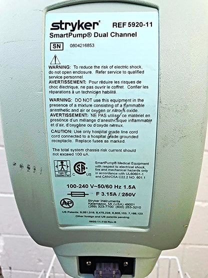 STRYKER SMARTPUMP DUAL CHANNEL TOURNIQUET SYSTEM CSI SURGERY WATCHVIDEO FREESHIP