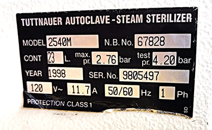 TUTTNAUER 2540M MANUAL AUTOCLAVE BENCHTOP STERILIZER 23Liter WATCHVIDEO FREESHIP