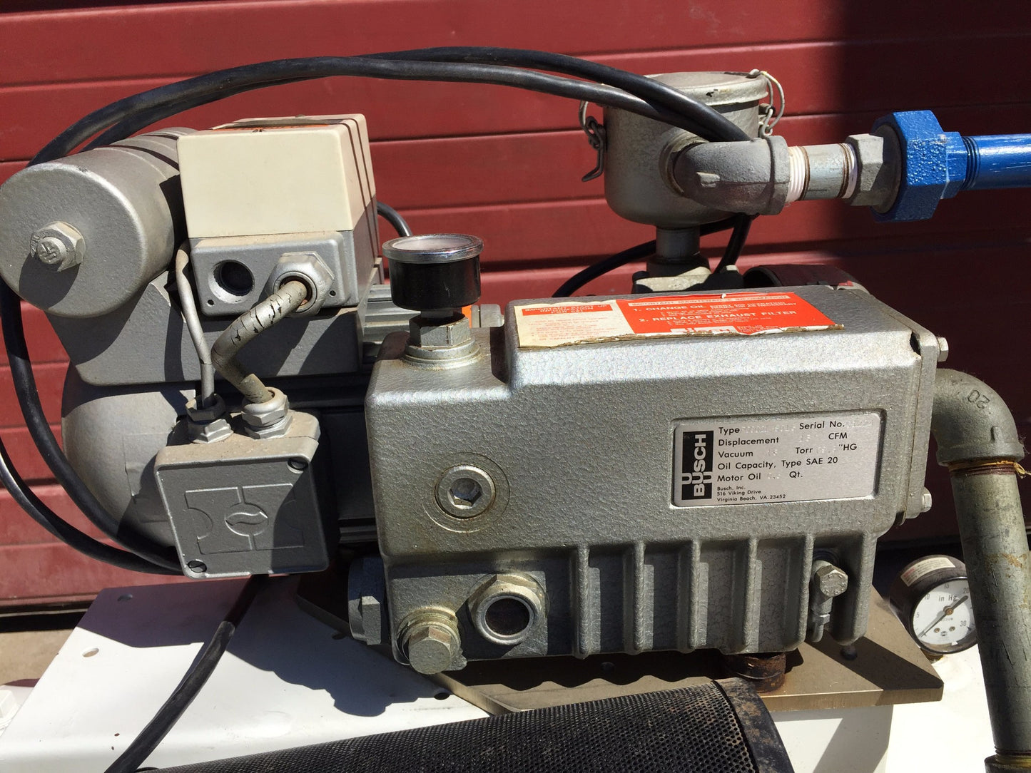 BUSCH TYPE RC0021-8015 ROTARY VANE VACUUM PUMP AIR COMPRESSOR SYSTEM FREE SHIP