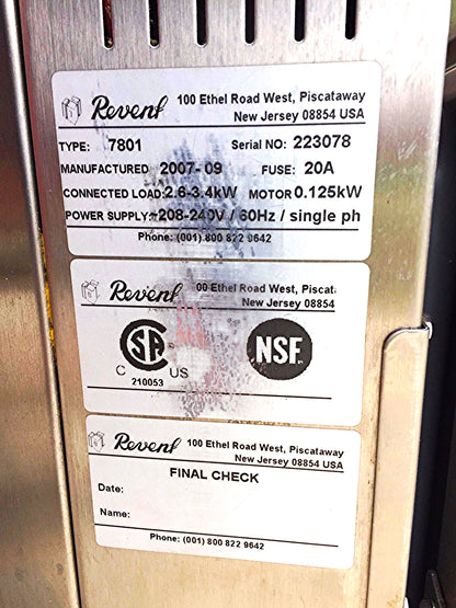 REVENT 7801 COMMERCIAL CONVECTION STEAM OVEN KITCHEN 1 Phase  FREE SHIPPING