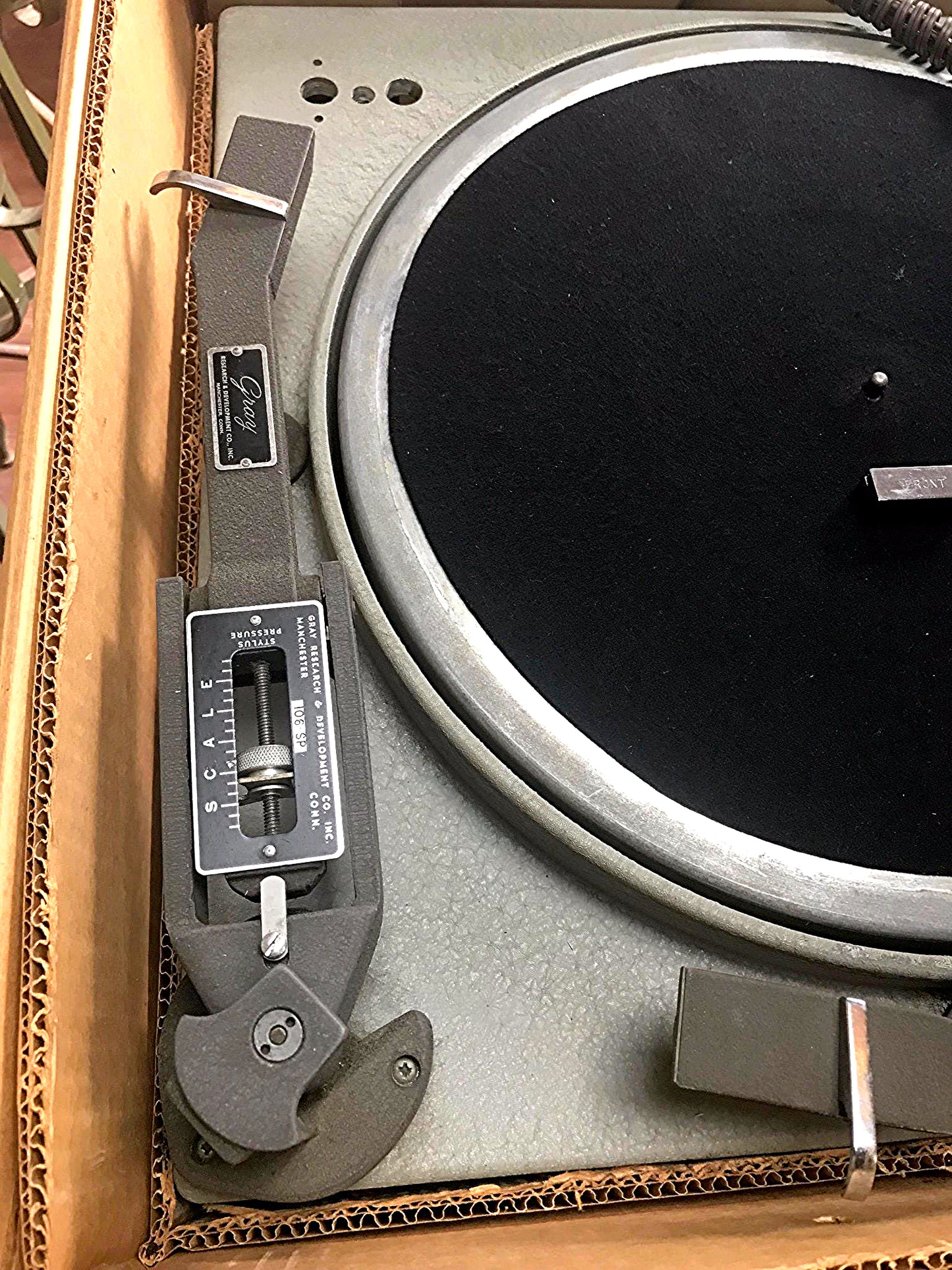 RARE GATES M-5100-A TURNTABLE TWO 16" GRAY RESEARCH 106-SP TONEARM TRANSCRIPTION