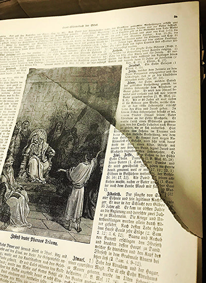 Antique GERMAN FAMILY BIBLE 1800's illustrated HEILIGE SCHRIFT BIBEL FREESHIP